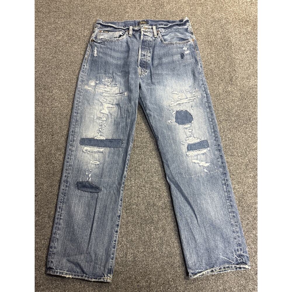 Polo Ralph Lauren Vintage Classic Fit Jeans Patchwork Distressed 31x30